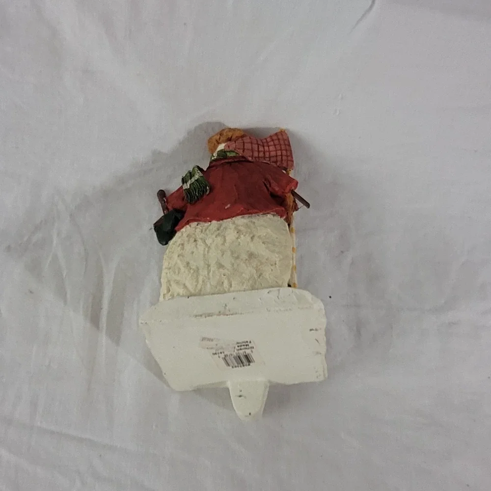 Snowman Golfer Christmas Stocking Holder Resin Holiday Mantel Decor Red Jacket